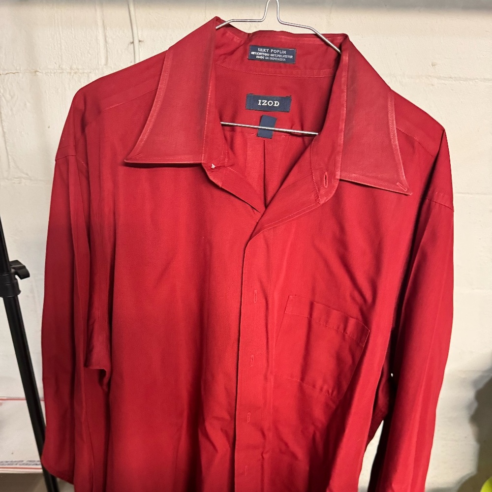 Izod long sleeve dress shirt size 18 Red